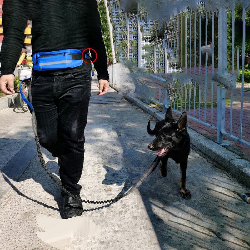 Adjustable Hands Free Dog Leash Lead + Waist Bag Belt Jogging Walking Running - Black+Pink
